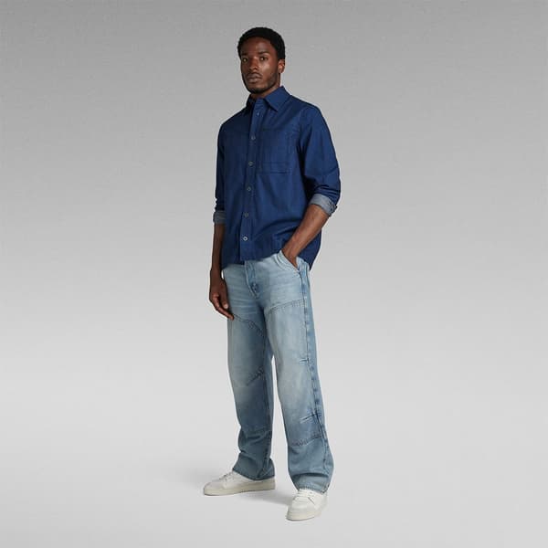 G-star 1-pocket Regular Fit Skjorte Med Lange ærmer Blå XL Mand