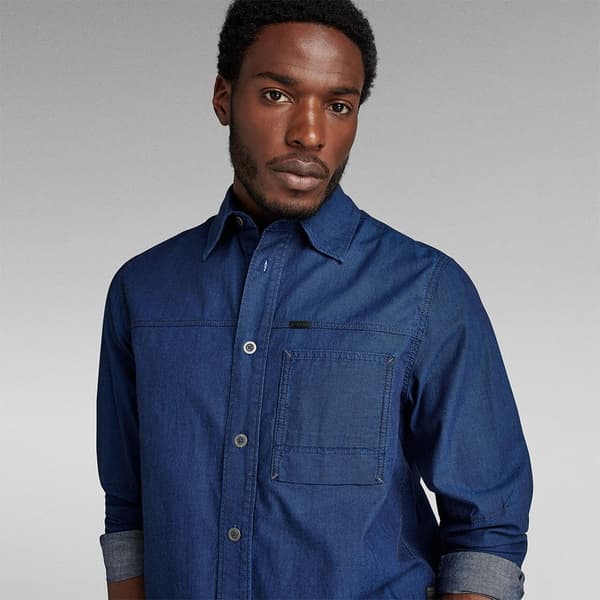 G-star 1-pocket Regular Fit Skjorte Med Lange ærmer Blå XL Mand