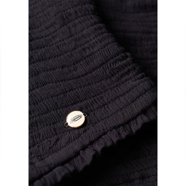 Superdry Smocked Kortärmad Blus Blå S Kvinna