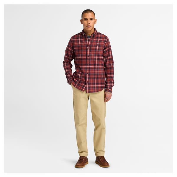 Timberland Midweight Flannel Check Skjorte Med Lange ærmer Rød M Mand