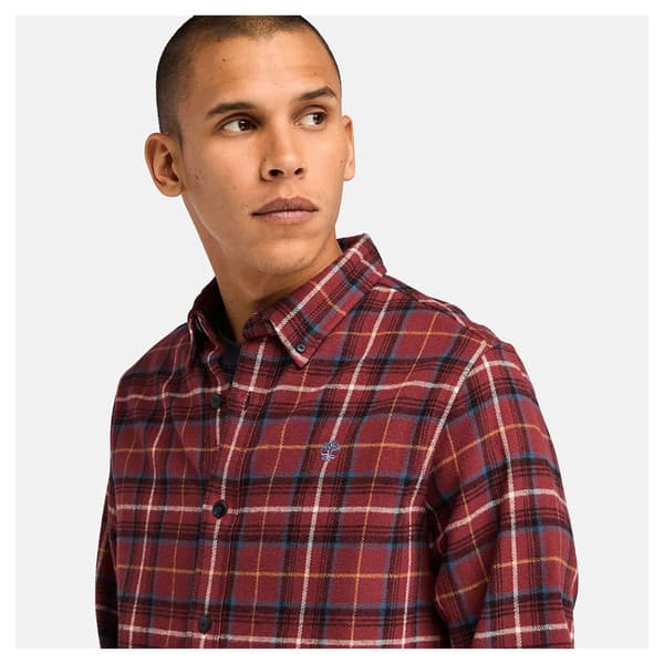 Timberland Midweight Flannel Check Skjorte Med Lange ærmer Rød M Mand