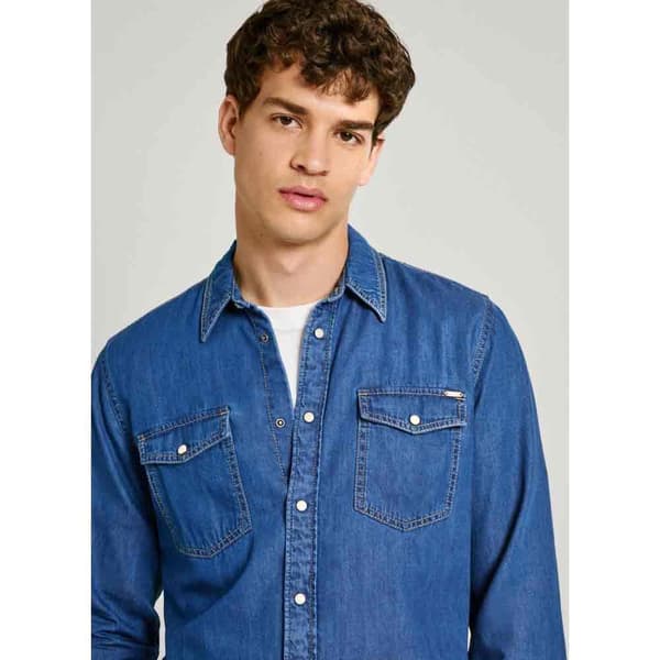 Pepe Jeans Pm308586 Skjorta Med Långa ärmar Blå M Man