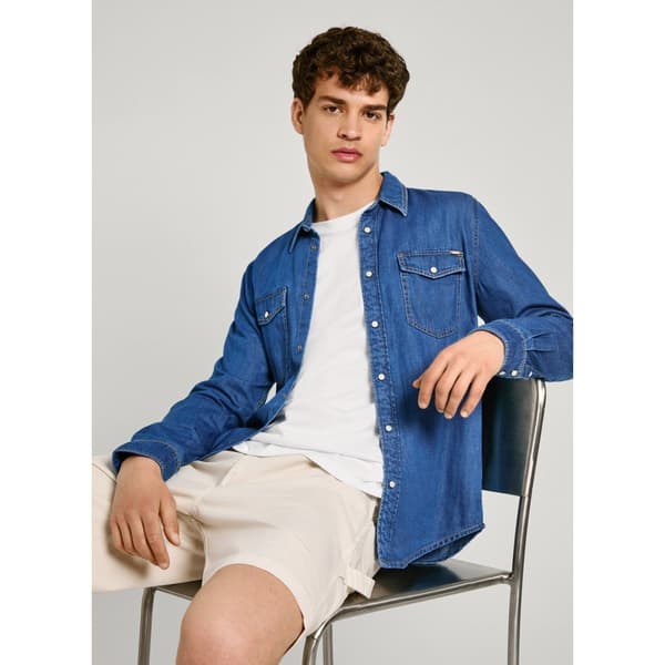 Pepe Jeans Pm308586 Skjorta Med Långa ärmar Blå M Man