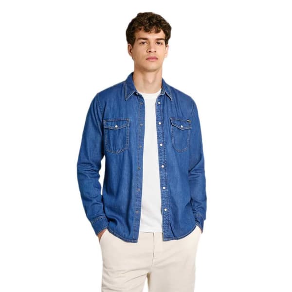 Pepe Jeans Pm308586 Skjorta Med Långa ärmar Blå M Man