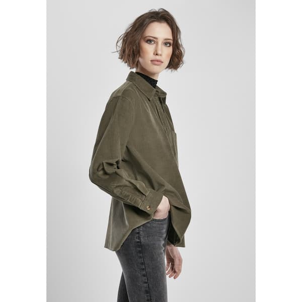Urban Classics Corduroy Oversized Skjorte Grøn 4XL Kvinde