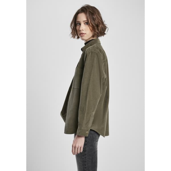 Urban Classics Corduroy Oversized Skjorte Grøn 4XL Kvinde