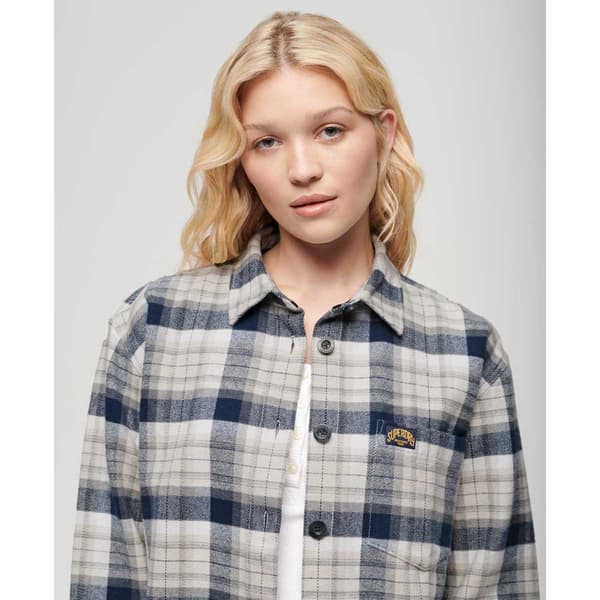 Superdry Check Skjorte Med Lange ærmer Beige S Kvinde