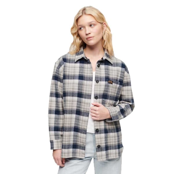 Superdry Check Skjorte Med Lange ærmer Beige S Kvinde