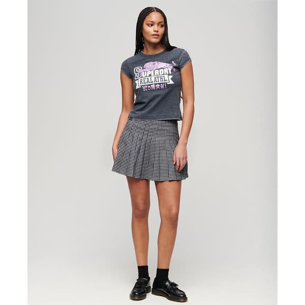 Superdry Varsity Burnout Cap T-shirt Med Korta ärmar Grå S Kvinna