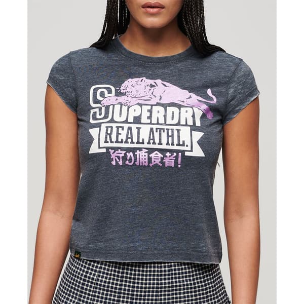 Superdry Varsity Burnout Cap T-shirt Med Korta ärmar Grå S Kvinna
