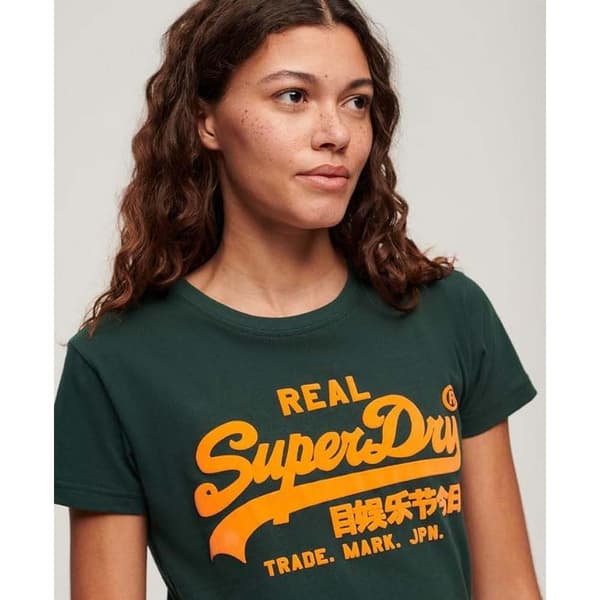 Superdry Neon Vl Graphic Fitted T-shirt Med Korta ärmar Grönt XS Kvinna