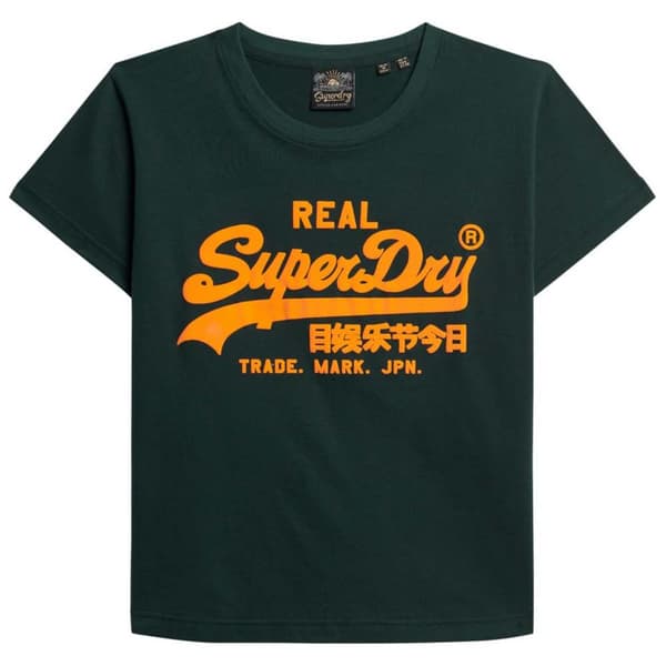 Superdry Neon Vl Graphic Fitted T-shirt Med Korta ärmar Grönt XS Kvinna