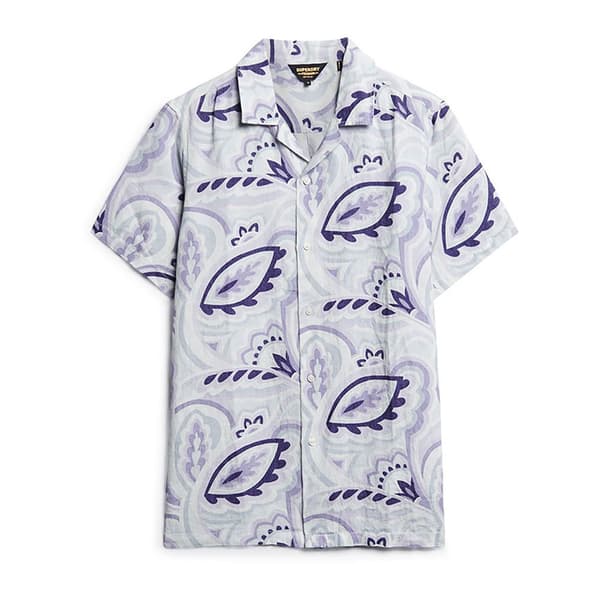 Superdry Open Collar Print Kortärmad Skjorta Grå M Man