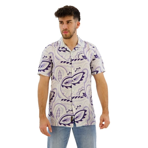 Superdry Open Collar Print Kortärmad Skjorta Grå M Man