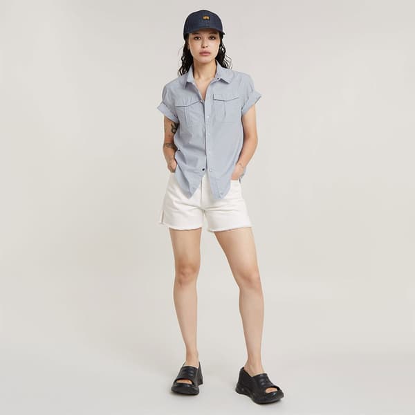 G-star Military Button Down Kortärmad Skjorta Lila S Kvinna