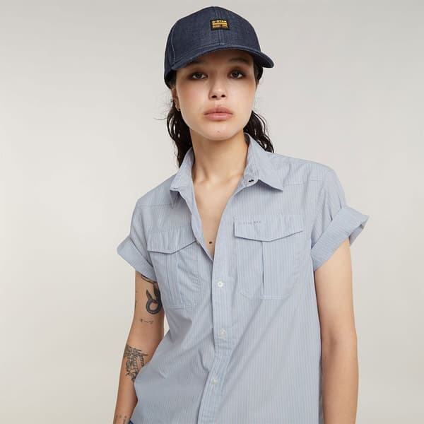 G-star Military Button Down Kortärmad Skjorta Lila S Kvinna