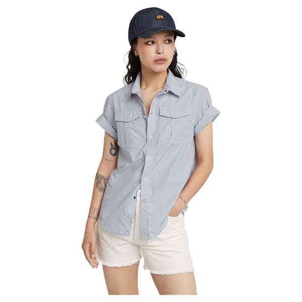 G-star Military Button Down Kortärmad Skjorta Lila S Kvinna