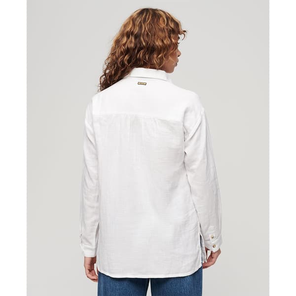 Superdry Longline Skjorte Med Lange ærmer Hvid M Kvinde