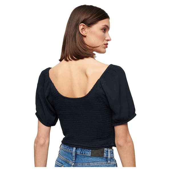 Superdry Smocked Lyhythihainen Bluusi Sininen XS Nainen