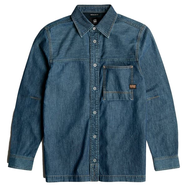 G-star 1 Pocket Skjorte Med Lange ærmer Blå L Mand