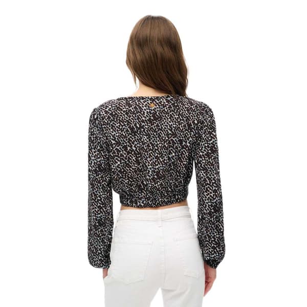 Superdry Vintage Tie Front Blus Med Lång ärm Svart S Kvinna