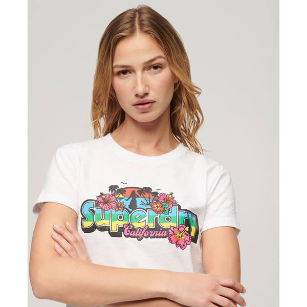 Superdry Cali Sticker Fitted T-shirt Med Korta ärmar Vit XS Kvinna