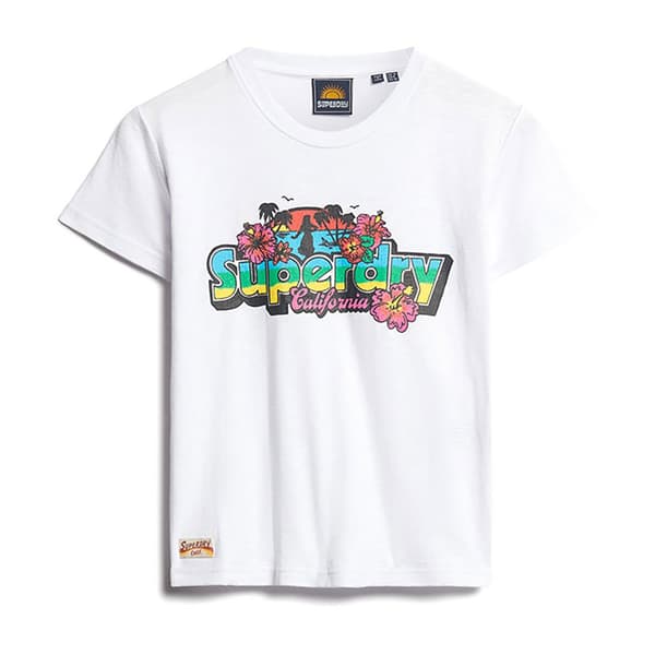 Superdry Cali Sticker Fitted T-shirt Med Korta ärmar Vit XS Kvinna