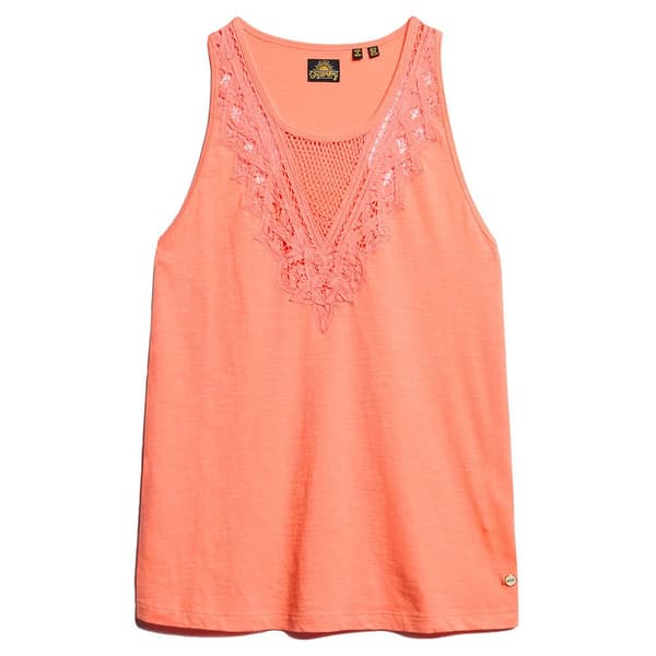 Superdry Lace ärmlös T-shirt Orange S Kvinna