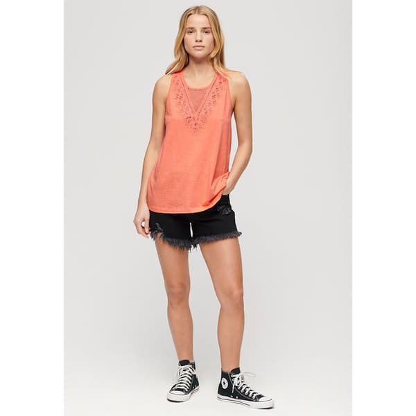 Superdry Lace ärmlös T-shirt Orange S Kvinna