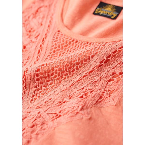 Superdry Lace ärmlös T-shirt Orange S Kvinna