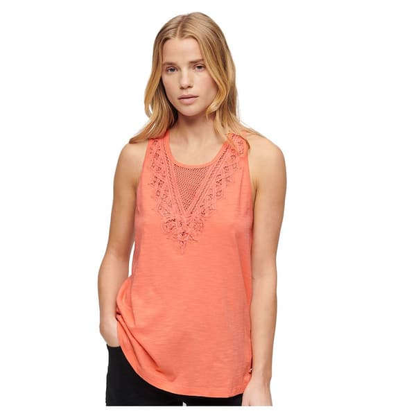 Superdry Lace ärmlös T-shirt Orange S Kvinna