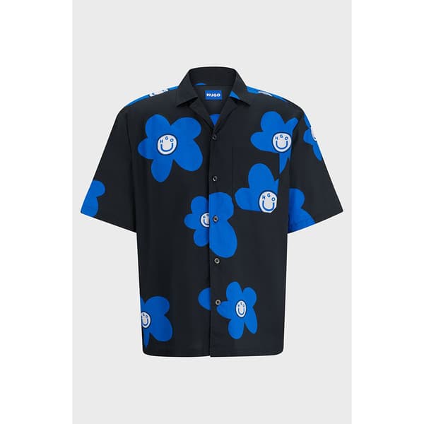 Hugo Eligino 01 Blue Kortærmet Skjorte Sort M Mand