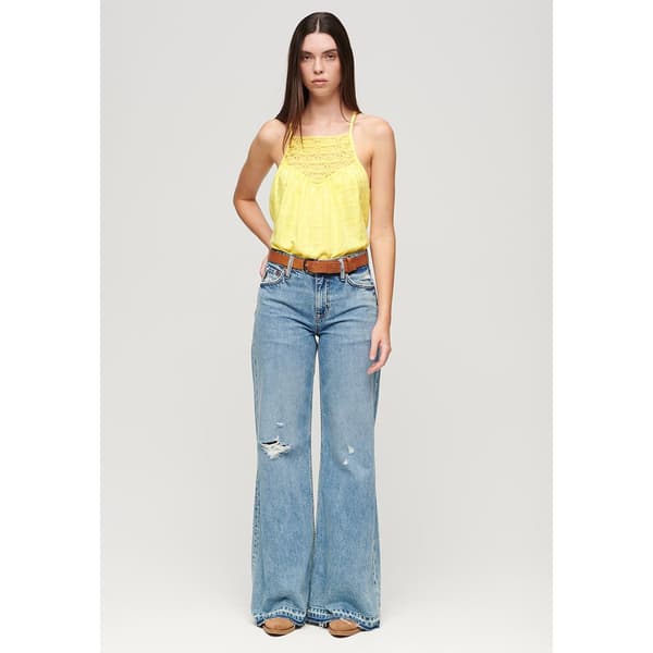 Superdry Lace Beach ärmlös T-shirt Gul M Kvinna