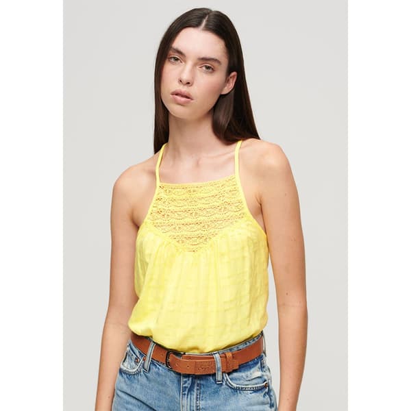 Superdry Lace Beach ärmlös T-shirt Gul M Kvinna
