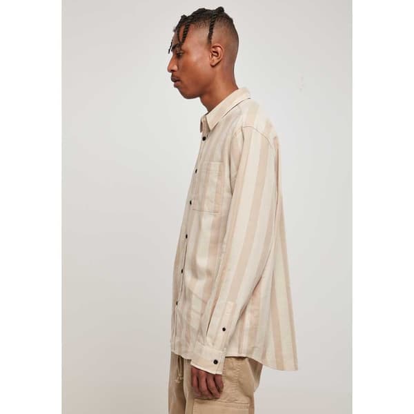 Urban Classics Striped Skjorte Med Lange ærmer Beige M Mand