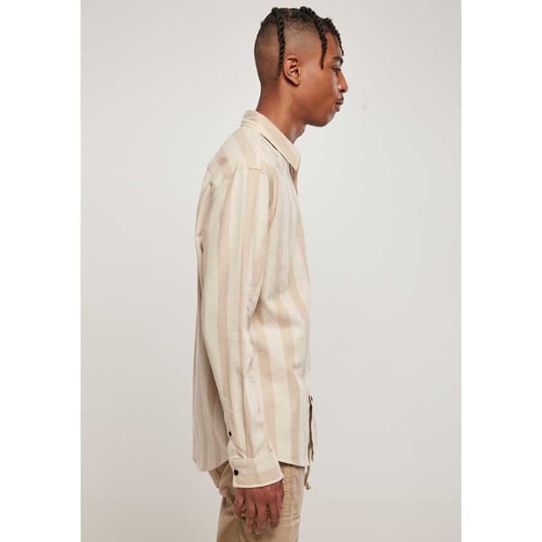 Urban Classics Striped Skjorte Med Lange ærmer Beige M Mand