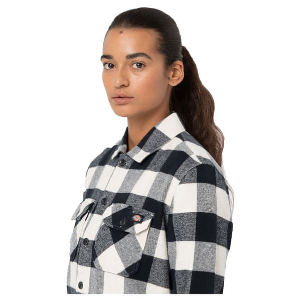 Dickies New Sacramento Skjorta Med Långa ärmar Vit,Svart M Kvinna