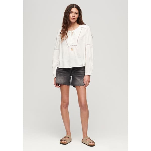 Superdry Ibiza Beach Blus Med Lång ärm Vit M Kvinna