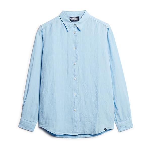 Superdry Casual Linen Boyfriend Skjorta Med Långa ärmar Blå XS Kvinna