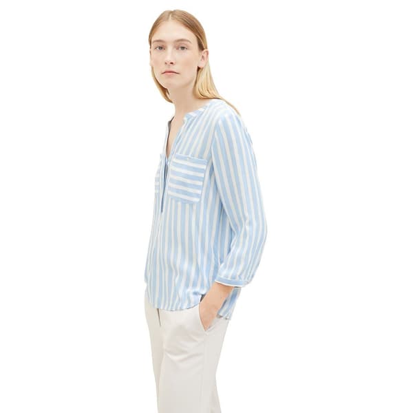 Tom Tailor Blus Med 3/4-ärm Blå 40 Kvinna