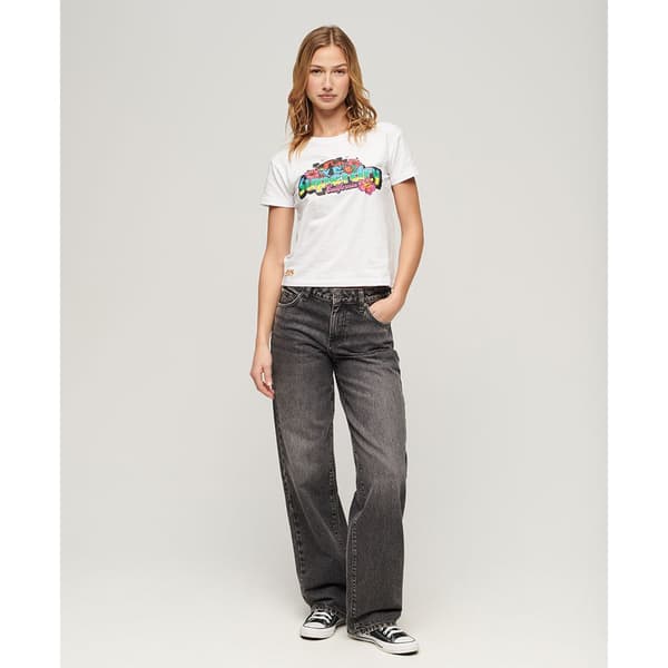 Superdry Cali Sticker Fitted T-shirt Med Korta ärmar Vit L Kvinna