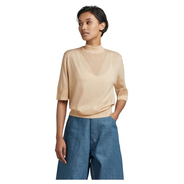 G-star Core Mock 3/4 ærmet T-shirt Beige L Kvinde
