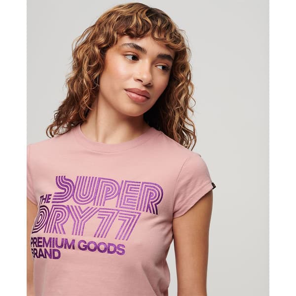 Superdry Retro Glitter Logo Cap T-shirt Med Korta ärmar Rosa S Kvinna