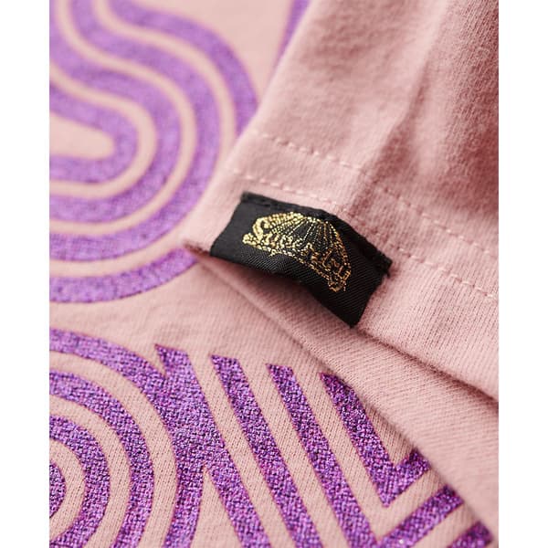 Superdry Retro Glitter Logo Cap T-shirt Med Korta ärmar Rosa S Kvinna