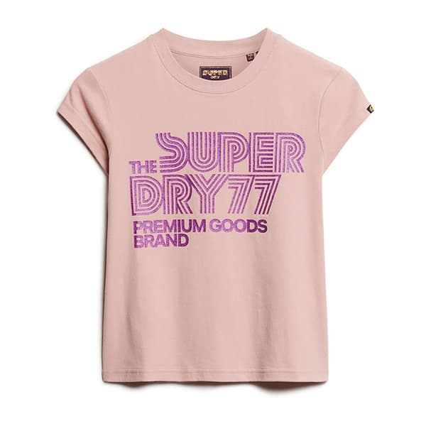 Superdry Retro Glitter Logo Cap T-shirt Med Korta ärmar Rosa S Kvinna