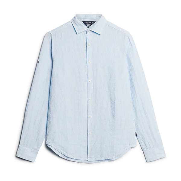 Superdry Studios Casual Linen Skjorta Med Långa ärmar Blå L Man