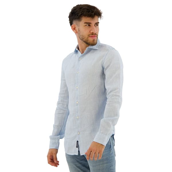 Superdry Studios Casual Linen Skjorta Med Långa ärmar Blå L Man
