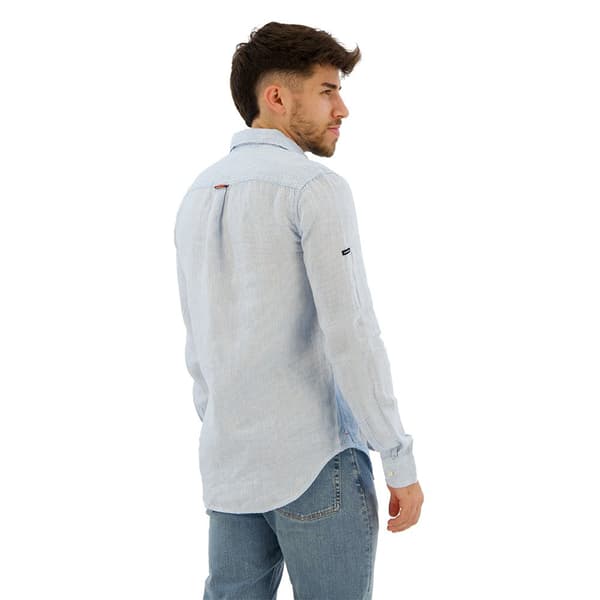 Superdry Studios Casual Linen Skjorta Med Långa ärmar Blå L Man