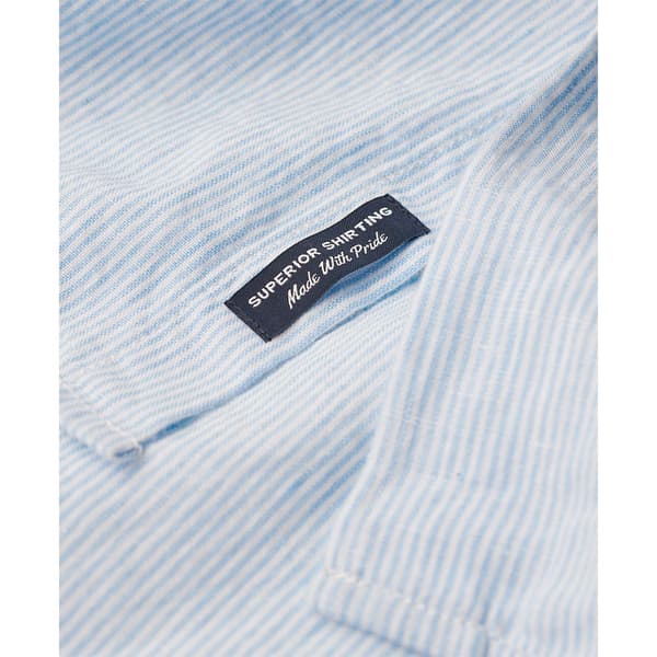 Superdry Studios Casual Linen Skjorta Med Långa ärmar Blå L Man