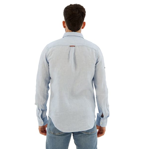 Superdry Studios Casual Linen Skjorta Med Långa ärmar Blå L Man